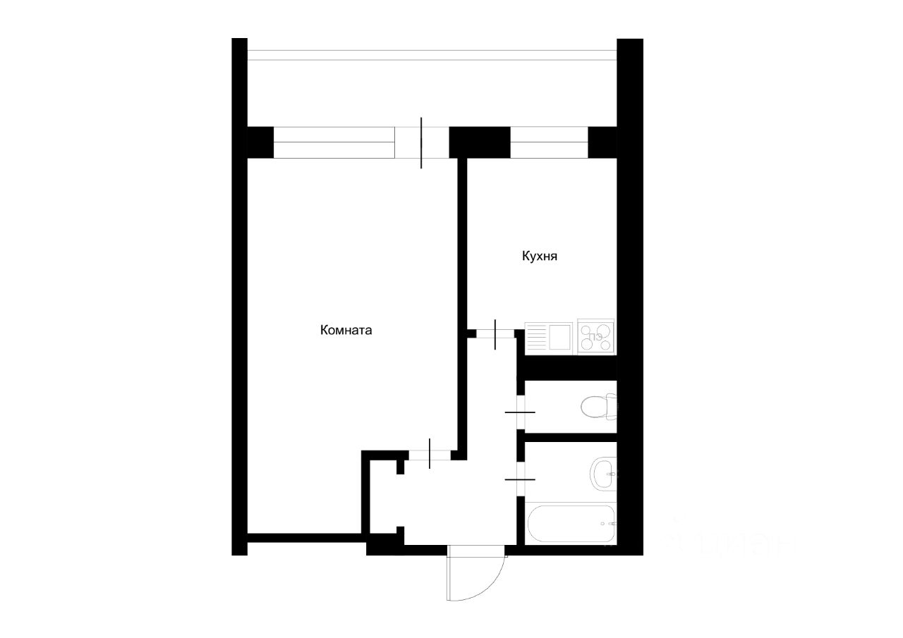 Планировка этой квартиры по данным Циан