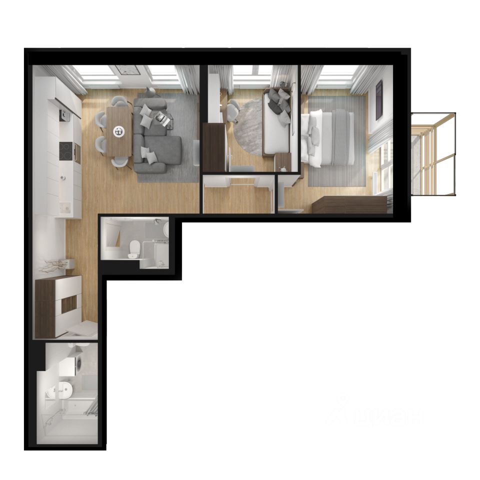 2-комн.кв., 58,3 м², 15/15 этаж