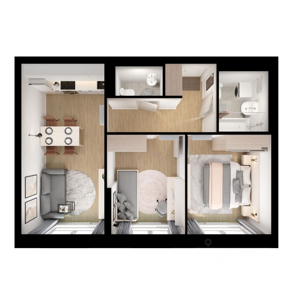 2-комн.кв., 50,9 м², 12/15 этаж