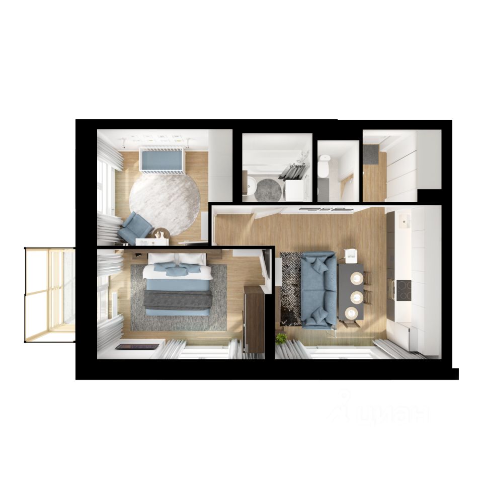 2-комн.кв., 49 м², 3/15 этаж