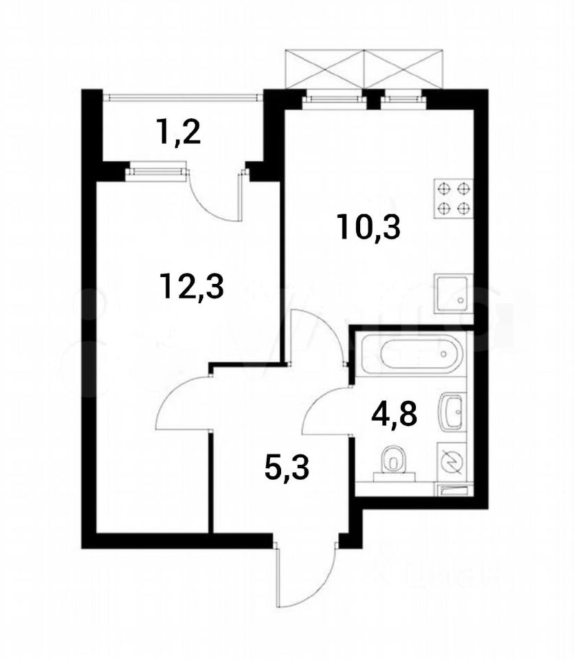 Планировка этой квартиры по данным Циан