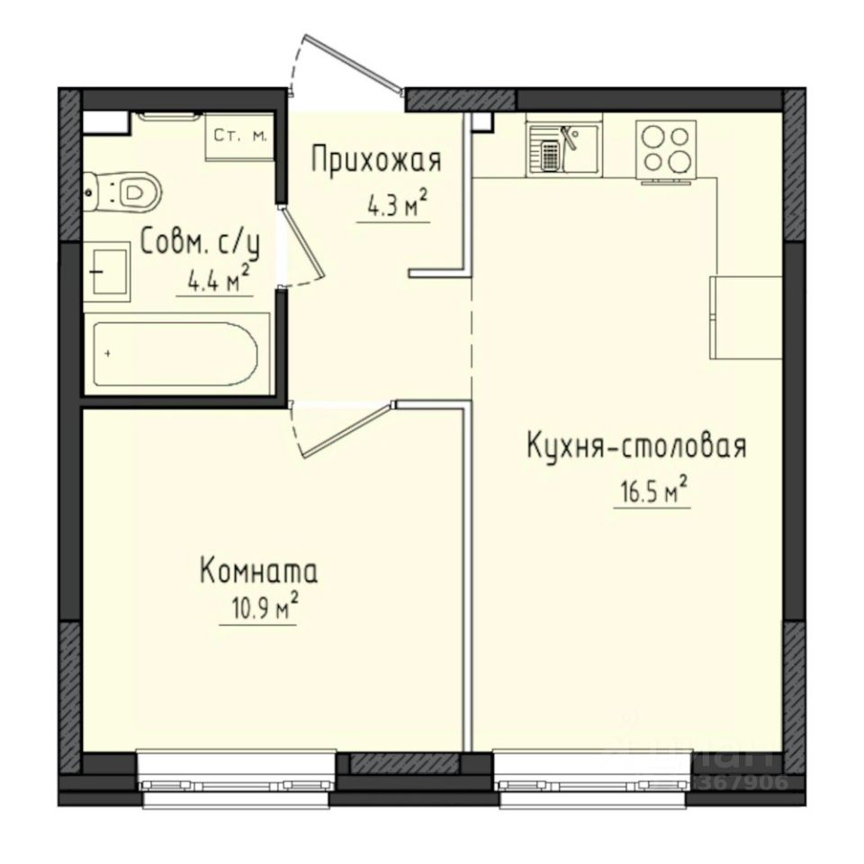 1-комн.кв., 36,1 м², 1/10 этаж