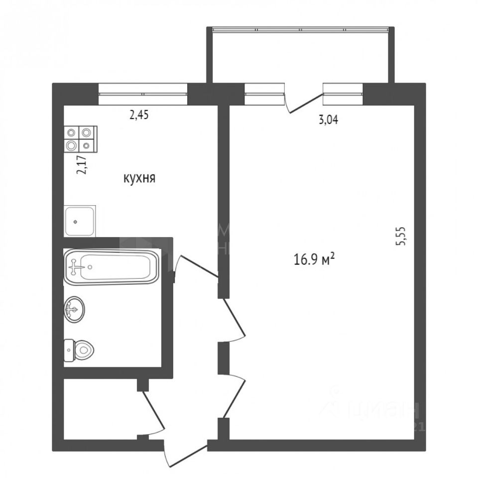 Планировка этой квартиры по данным Циан