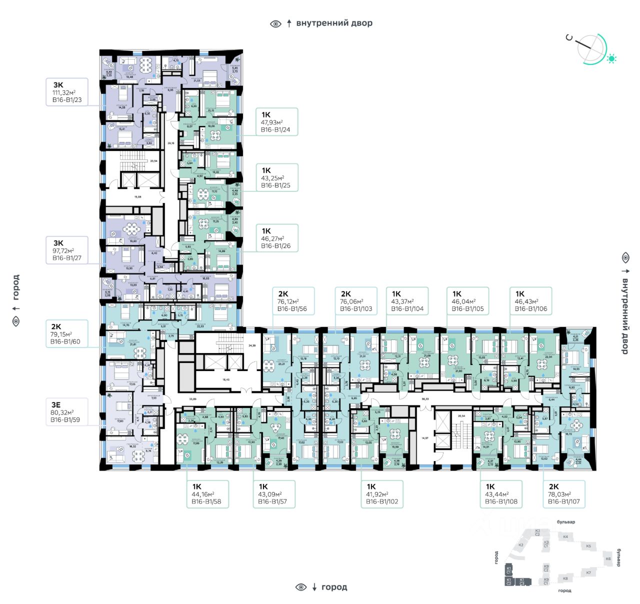 2-комн.кв., 76,1 м², 6/8 этаж