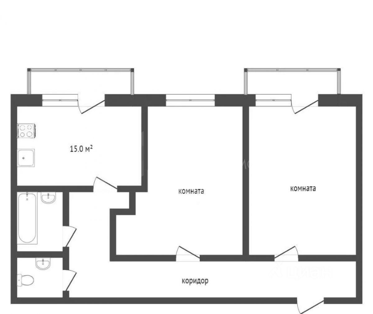 Планировка этой квартиры по данным Циан