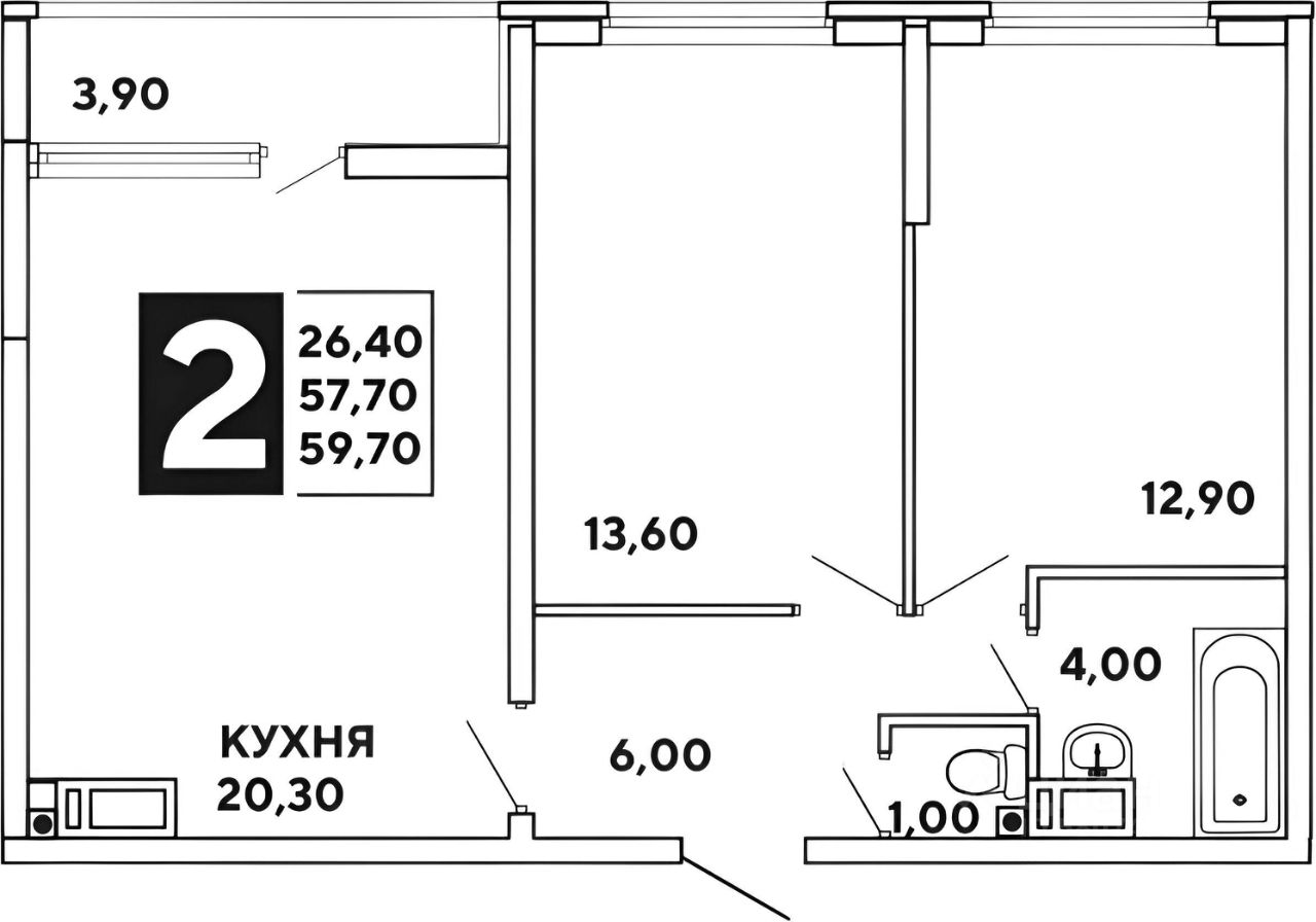 Планировка этой квартиры по данным Циан