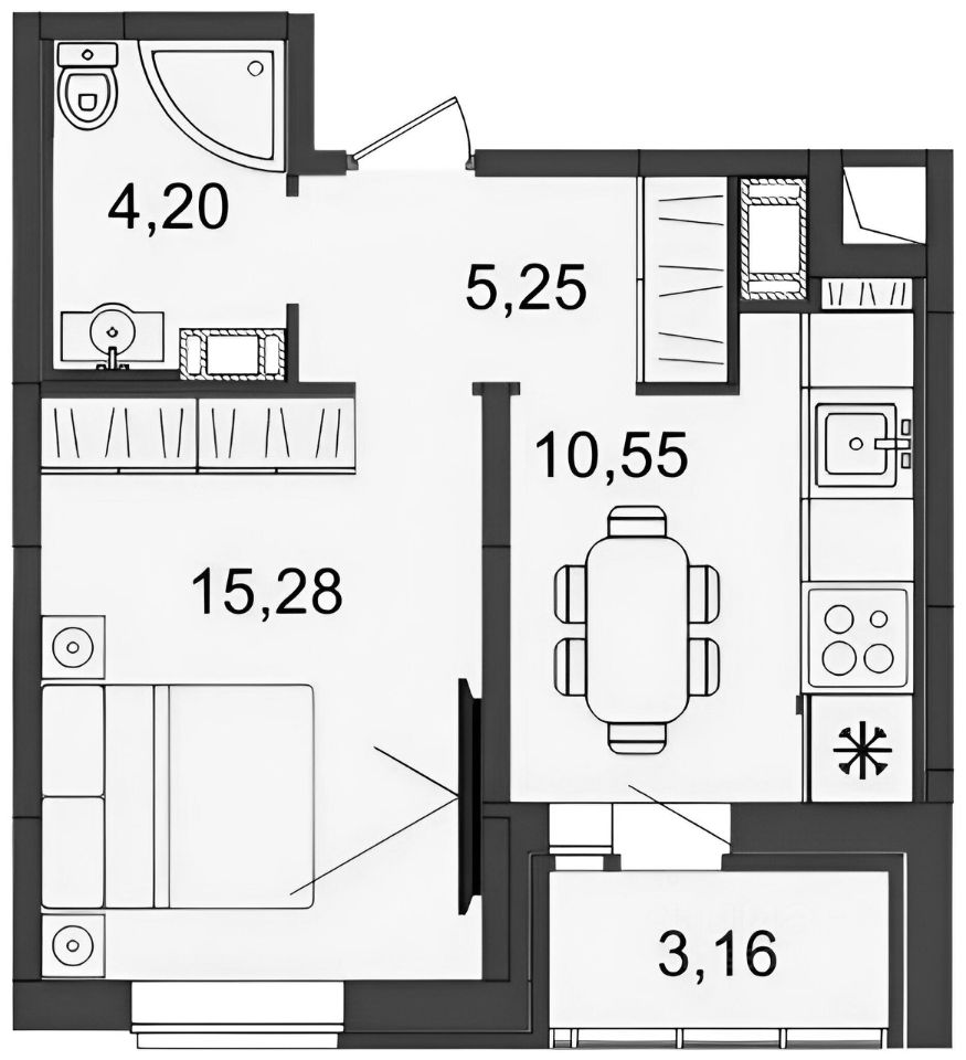 Планировка этой квартиры по данным Циан