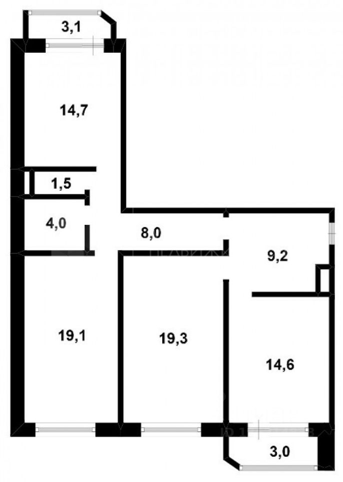 Планировка этой квартиры по данным Циан