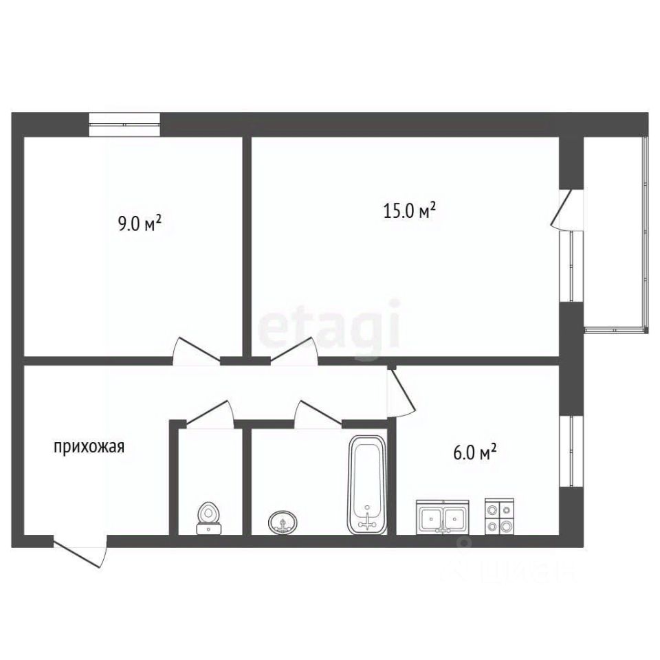 Квартира 2-комн. 39.6 м² в д. Климовское — фото 2
