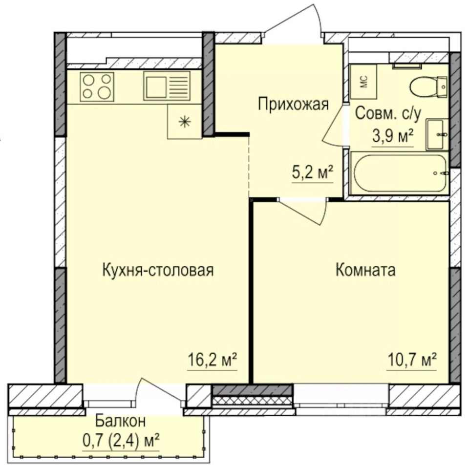 1-комн.кв., 36,7 м², 10/17 этаж