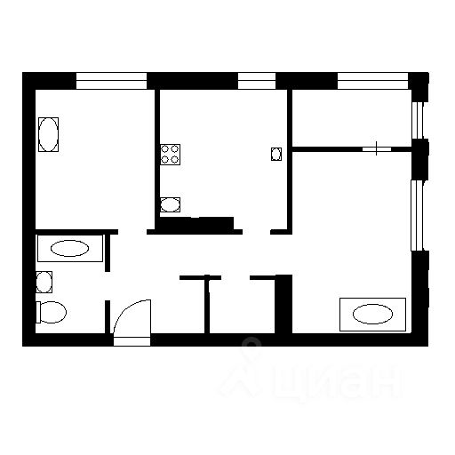 Планировка этой квартиры по данным Циан
