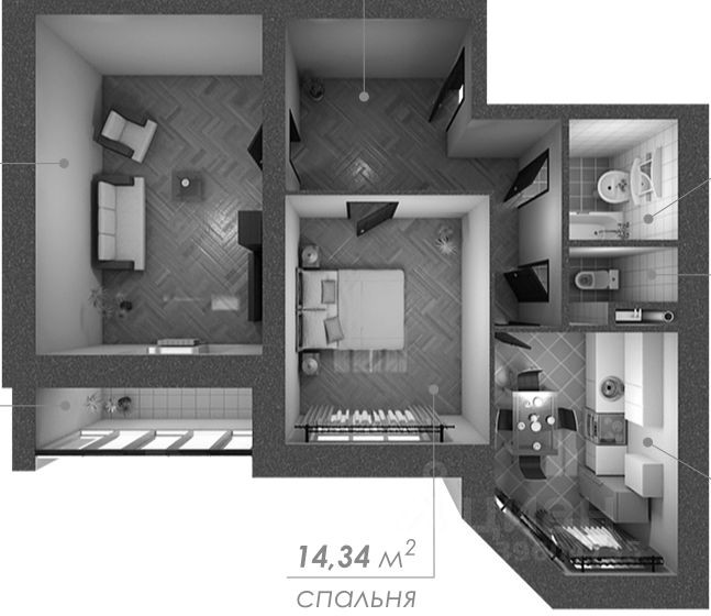 Планировка этой квартиры по данным Циан