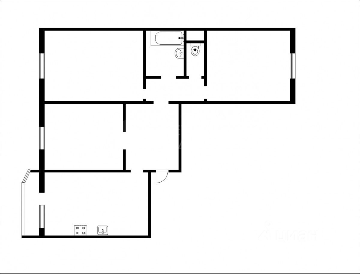 Планировка этой квартиры по данным Циан
