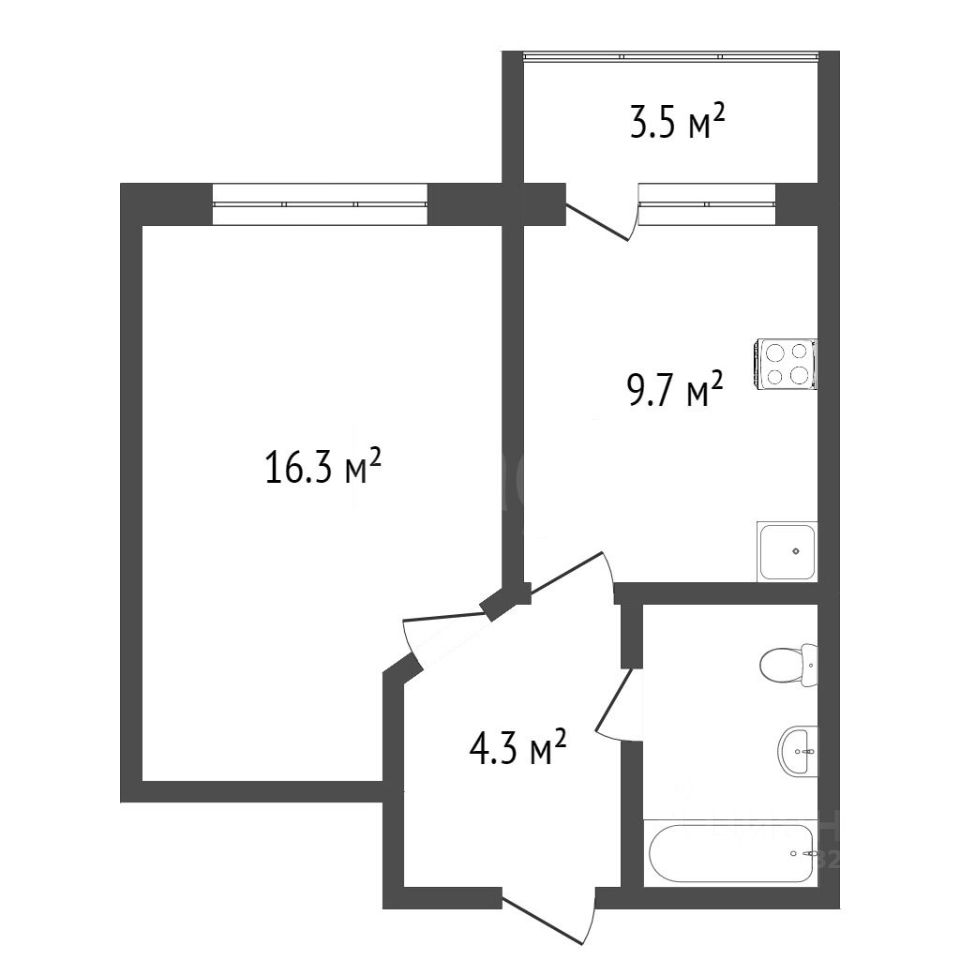 Планировка этой квартиры по данным Циан