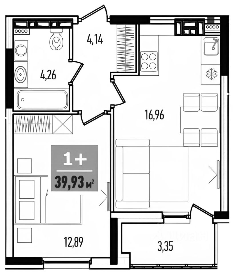 Планировка этой квартиры по данным Циан