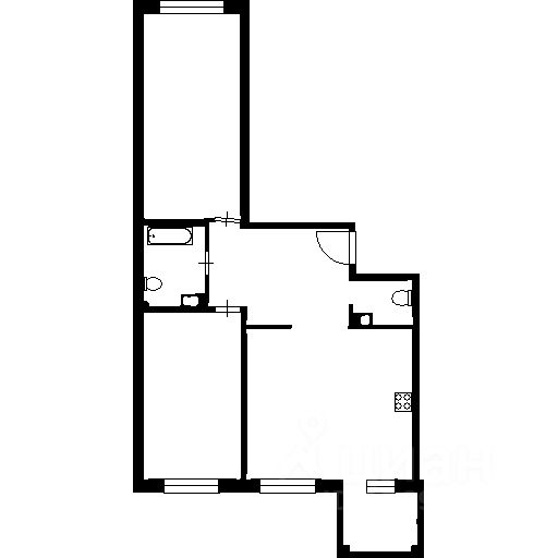 Планировка этой квартиры по данным Циан