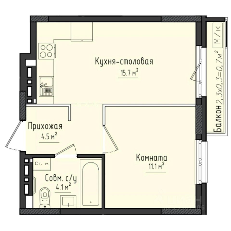 1-комн.кв., 36,1 м², 10/10 этаж