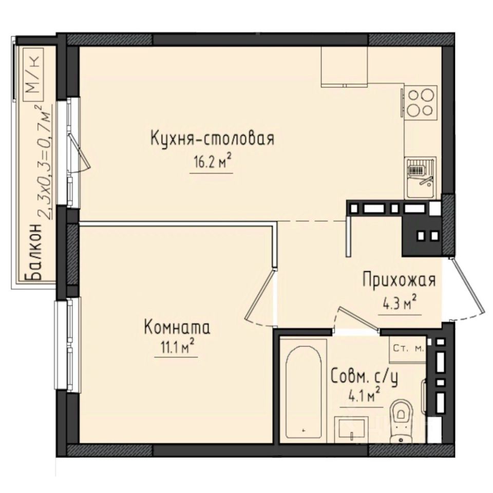 1-комн.кв., 36,4 м², 10/10 этаж