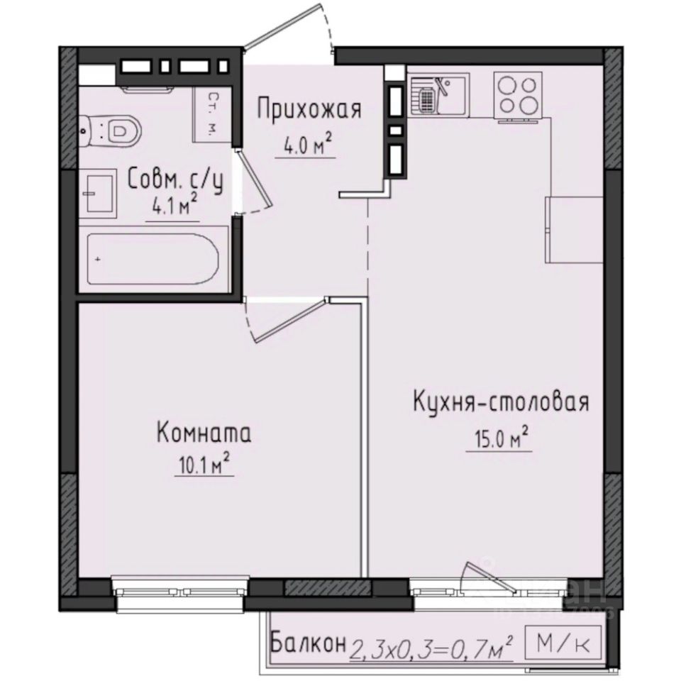 1-комн.кв., 34,1 м², 5/10 этаж