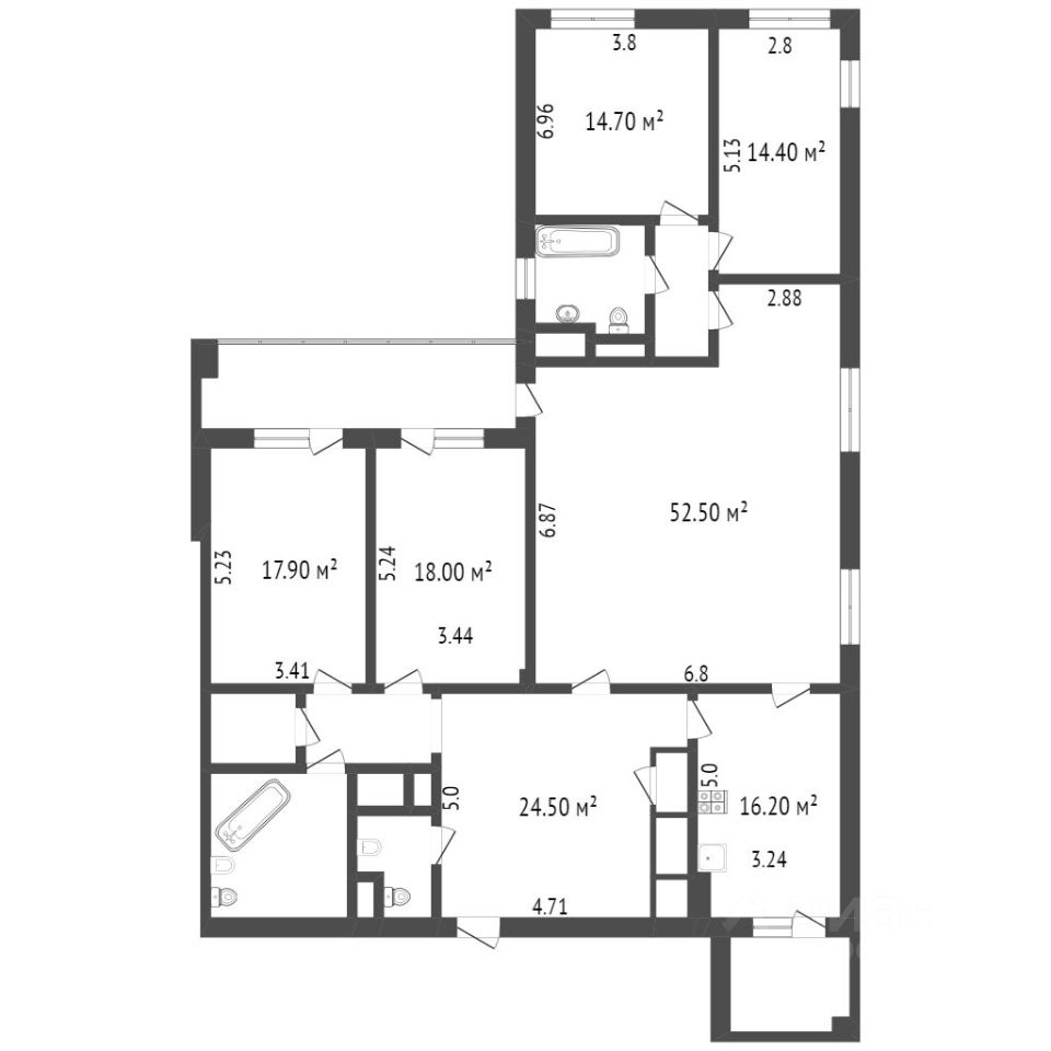 Планировка этой квартиры по данным Циан