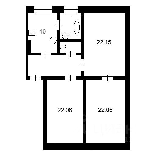 Планировка этой квартиры по данным Циан