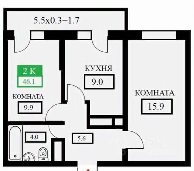 2-комн. кв., Прикубанский