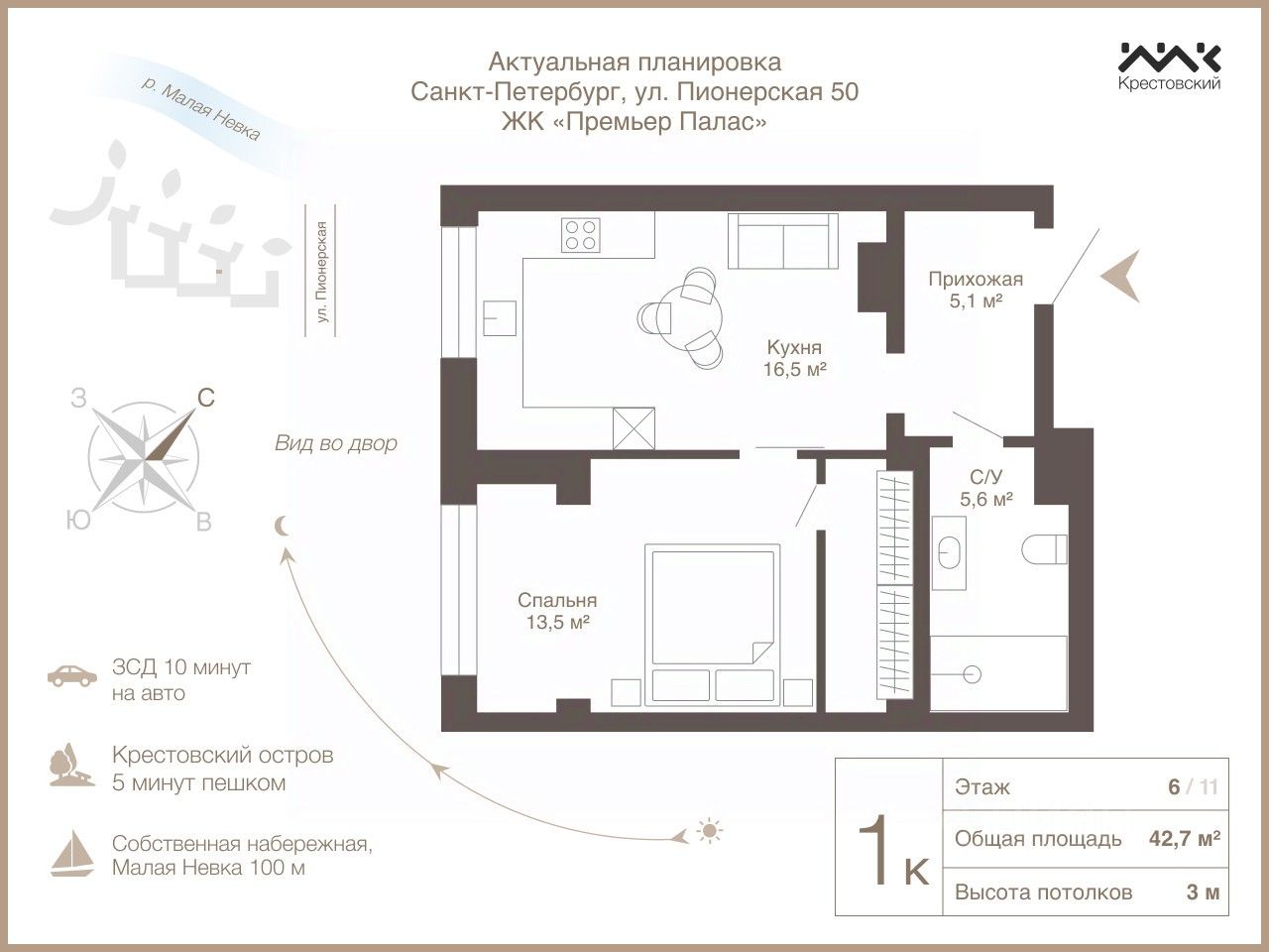 1-комн. кв., р-н Петроградский, Санкт-Петербург