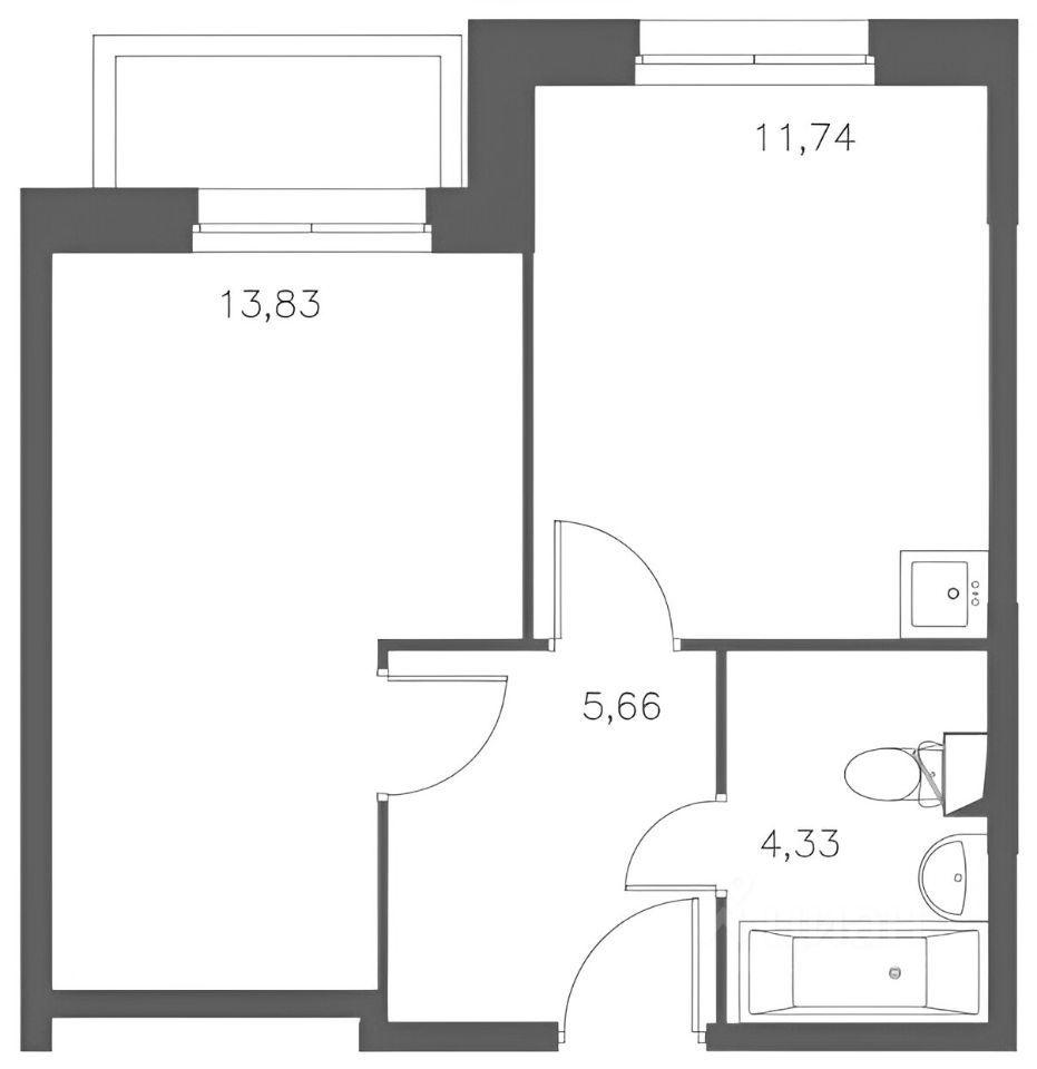 Планировка этой квартиры по данным Циан
