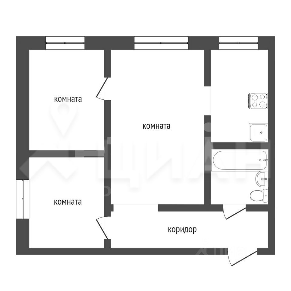 Планировка этой квартиры по данным Циан