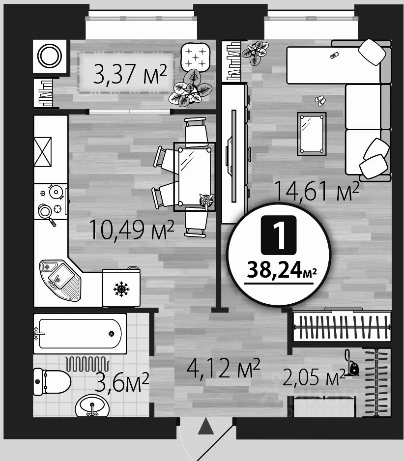 Планировка этой квартиры по данным Циан