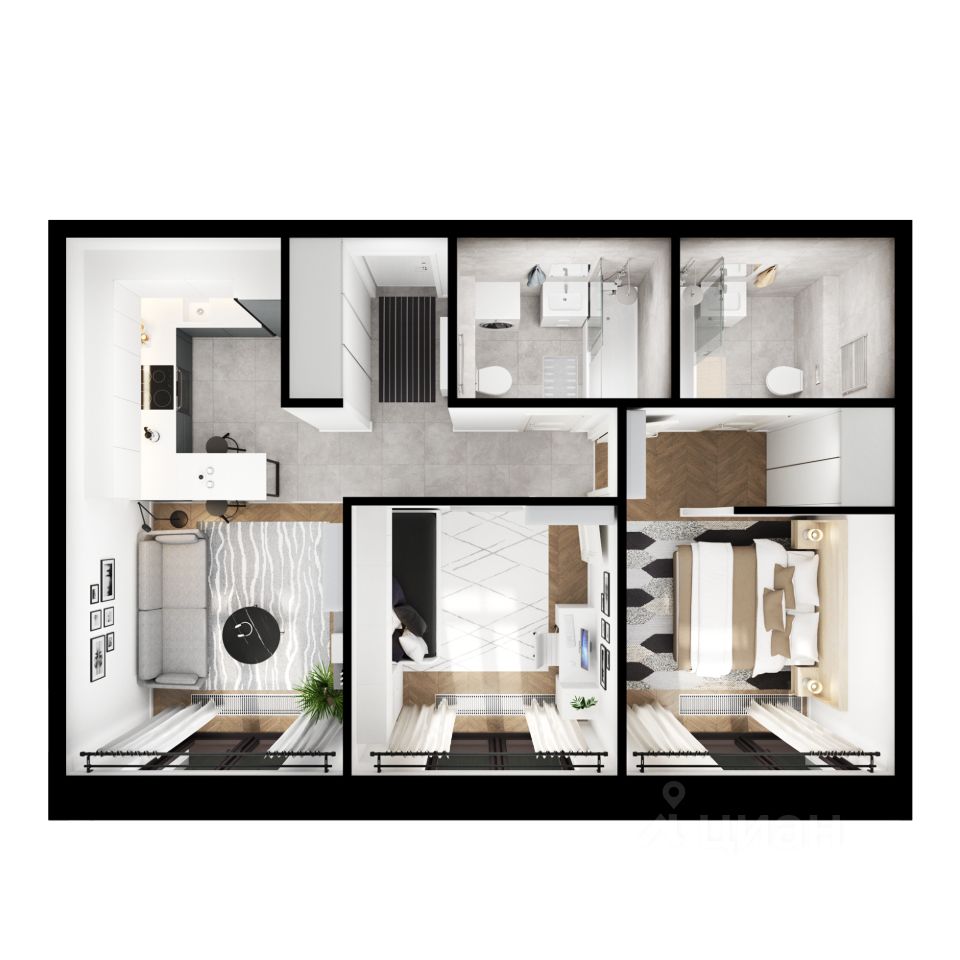 2-комн.кв., 53,1 м², 3/9 этаж