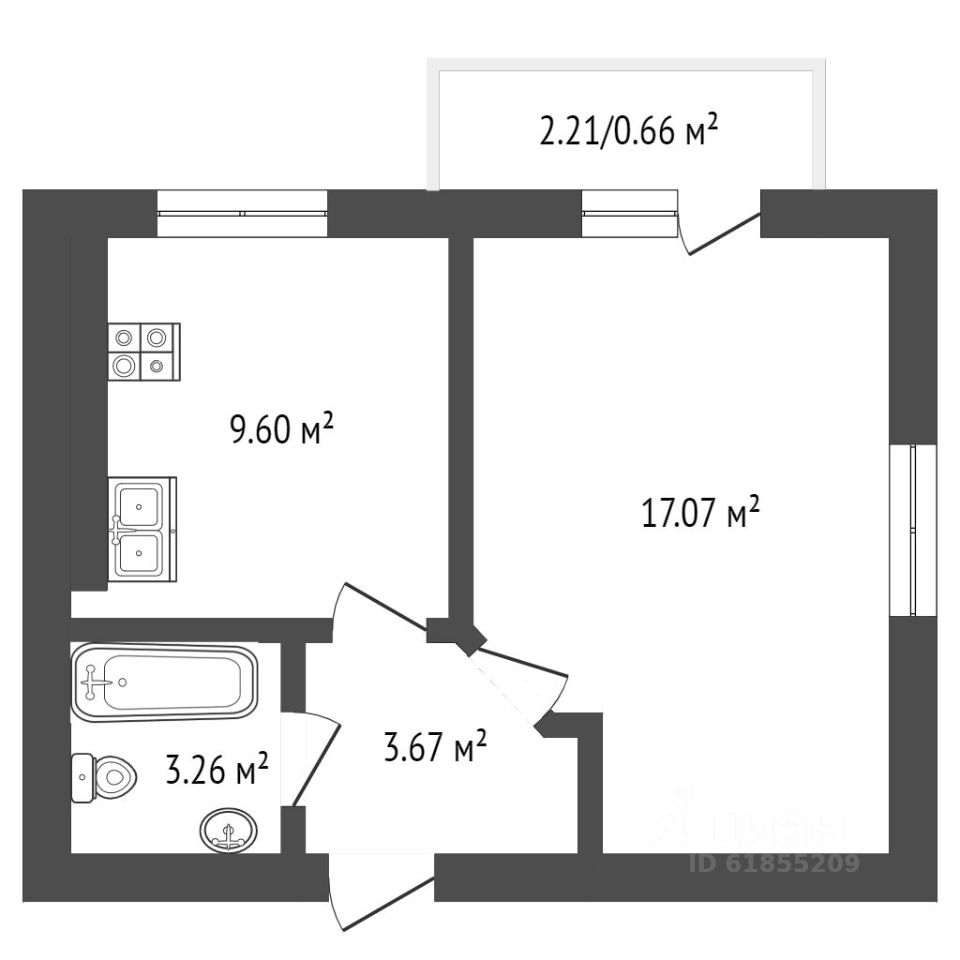 Планировка этой квартиры по данным Циан