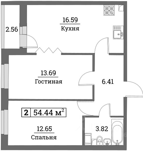 Планировка этой квартиры по данным Циан