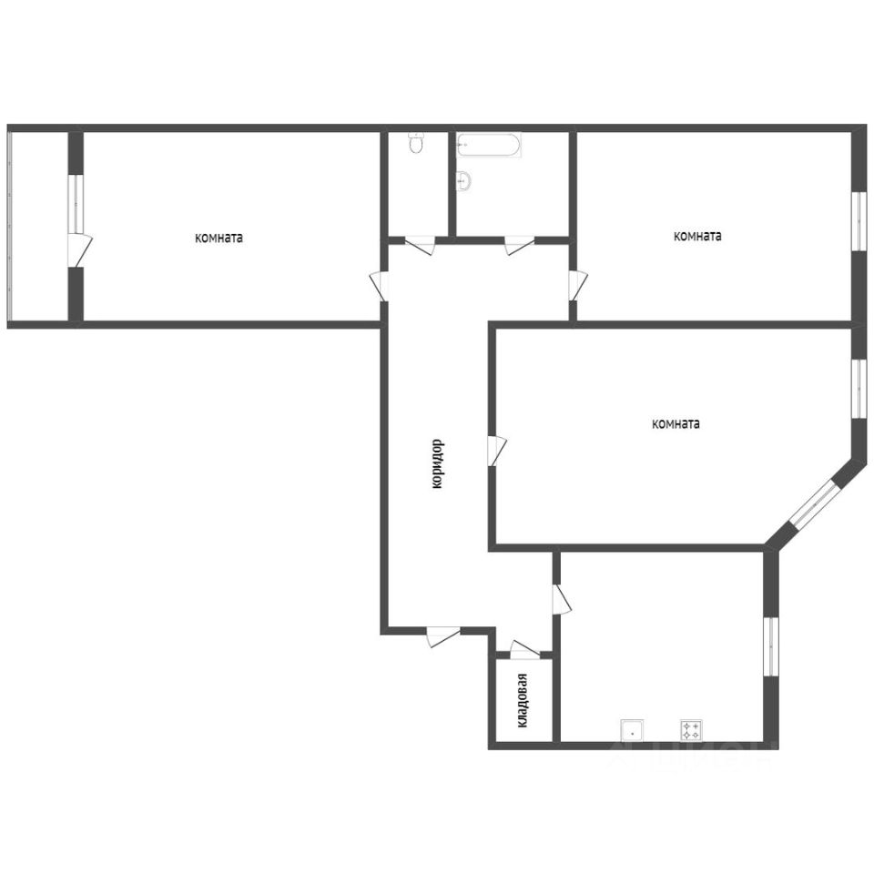 Планировка этой квартиры по данным Циан