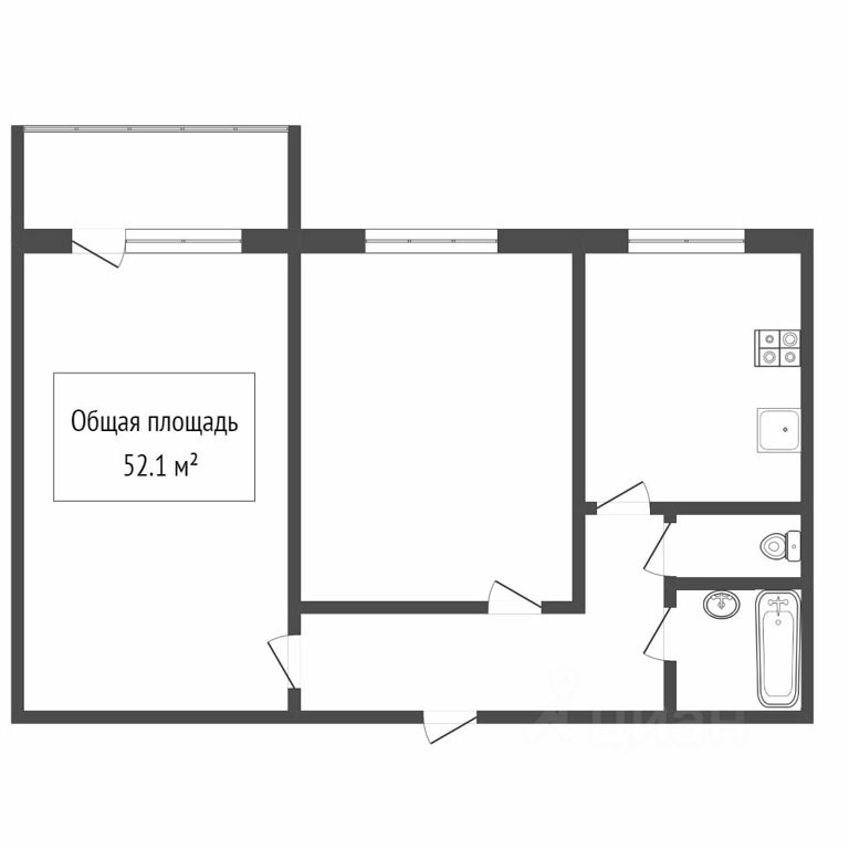 Планировка этой квартиры по данным Циан