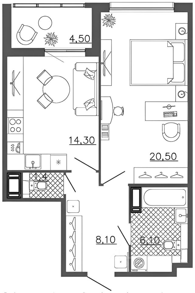 Планировка этой квартиры по данным Циан