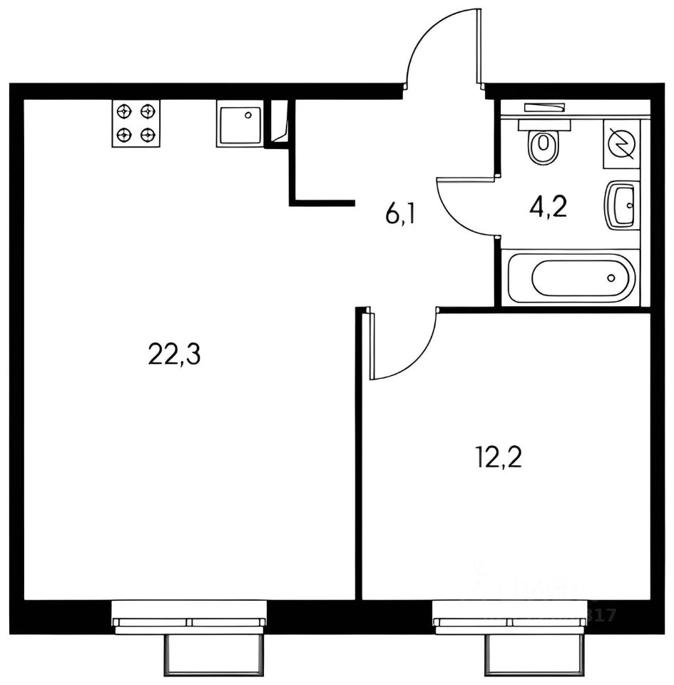 Планировка этой квартиры по данным Циан