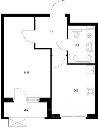 Планировка этой квартиры по данным Циан