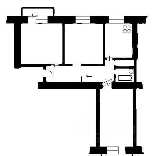 Планировка этой квартиры по данным Циан