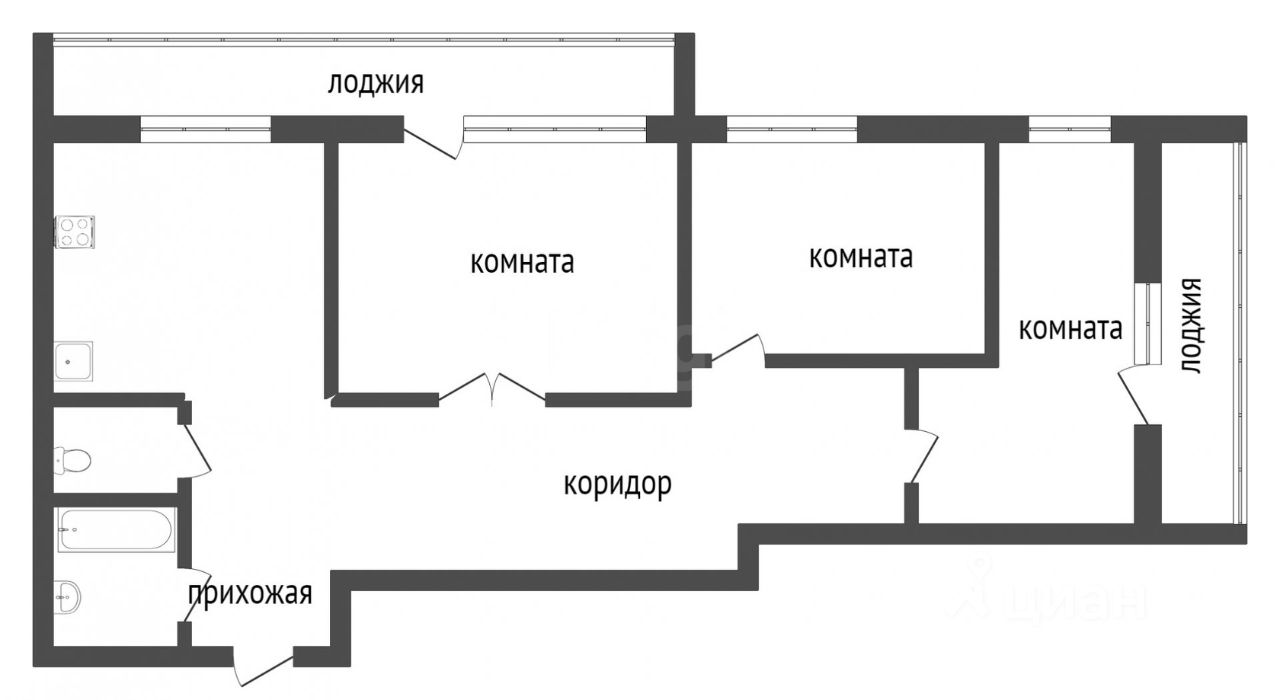Планировка этой квартиры по данным Циан