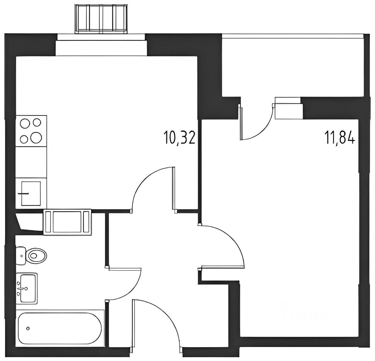 Планировка этой квартиры по данным Циан