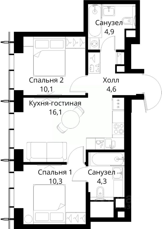 2-комн. квартира, Москва