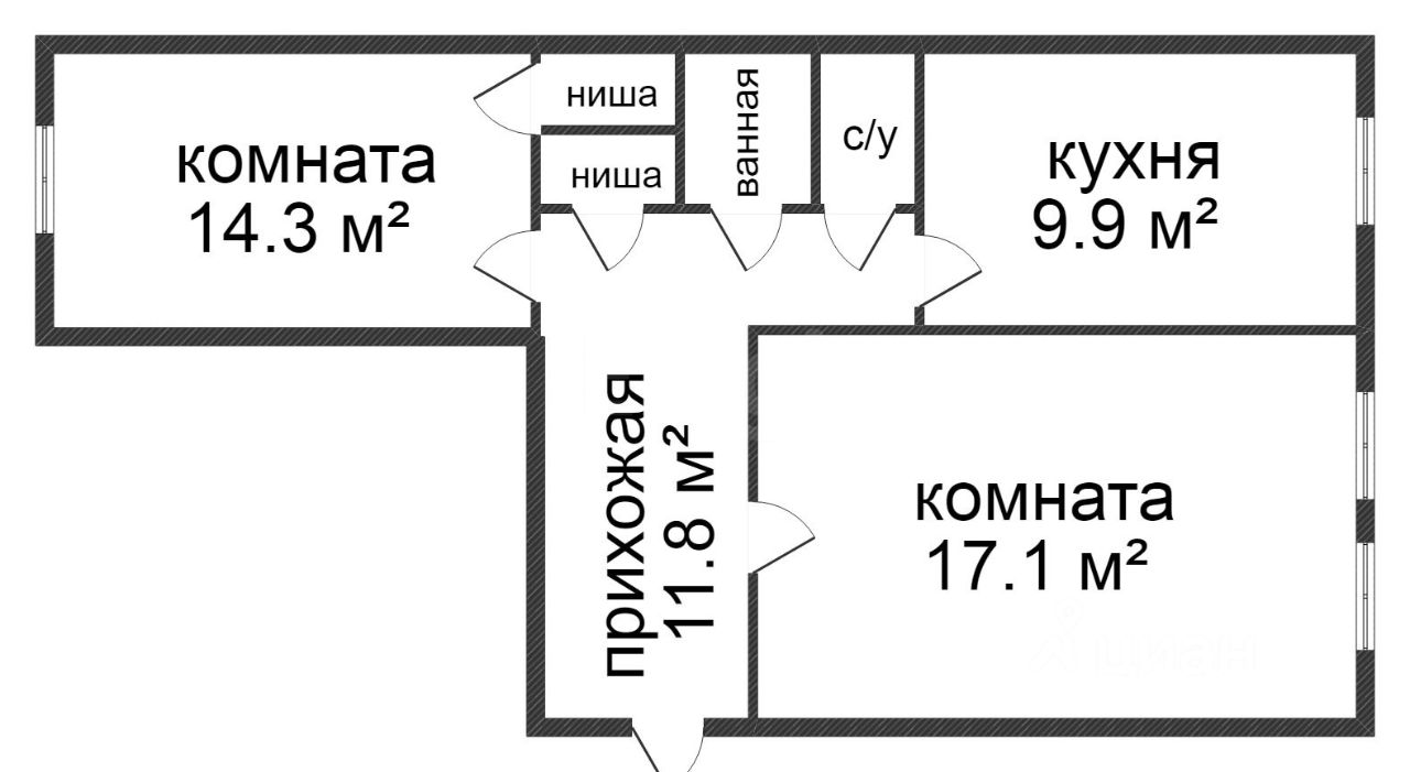 Планировка этой квартиры по данным Циан