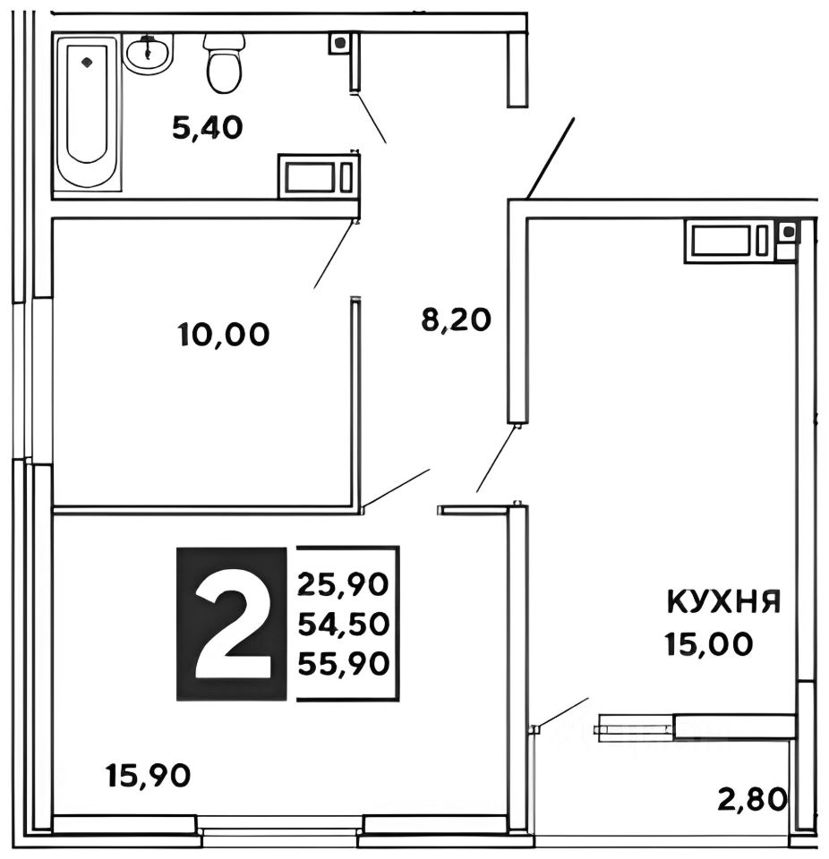 2-комн. кв., Прикубанский, Краснодар