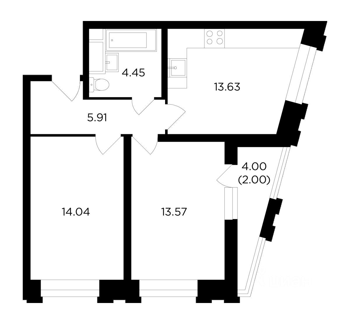 Планировка этой квартиры по данным Циан