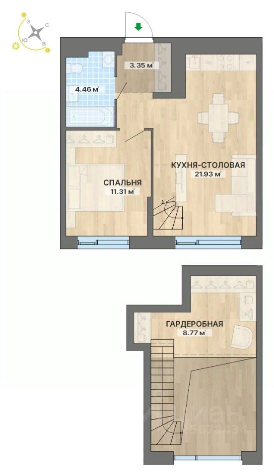 1-комн.кв., 51,7 м², 15/15 этаж