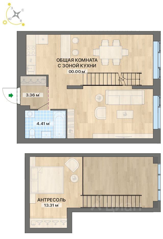 Студия, 63,9 м², 9/9 этаж