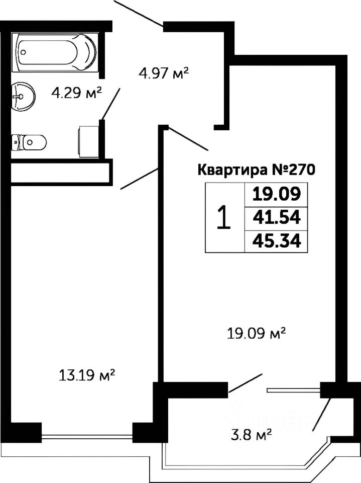 Планировка этой квартиры по данным Циан