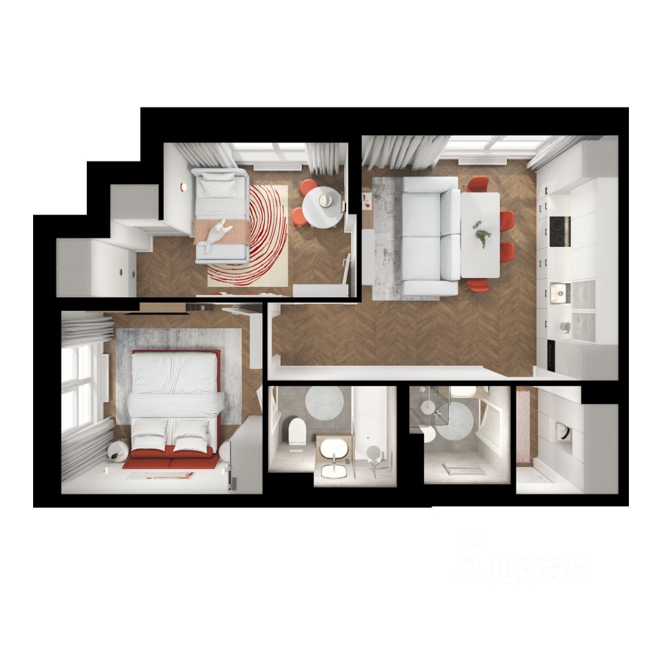 2-комн.кв., 52,4 м², 9/9 этаж