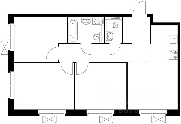 Планировка этой квартиры по данным Циан